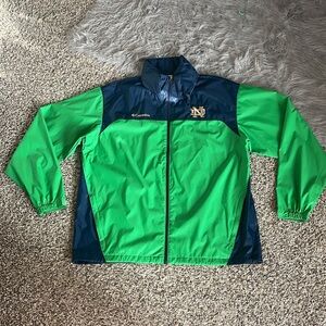 Columbia Navy and Green Norte Dame Windbreaker